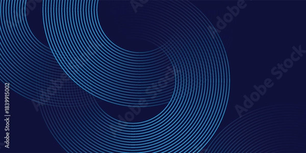 Obraz Abstract blue glowing geometric lines modern shiny blue circle lines pattern. vector backdrop background