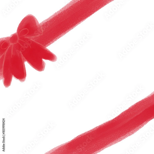 Obraz 手描き感のある赤リボンと斜めラインの飾り枠・クリスマス、お祝い事の装飾