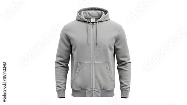 Obraz Gray zipup hoodie sweatshirt mockup isolated on transparent background