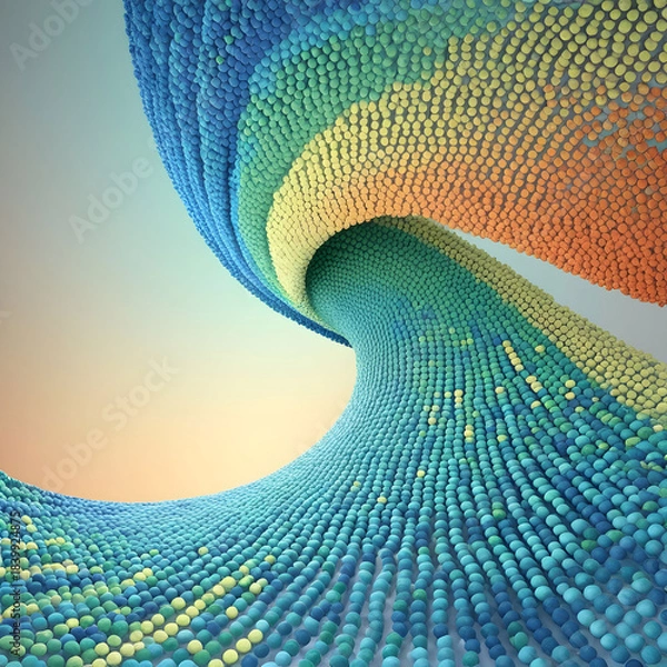 Obraz Abstract colorful technology dotted wave background