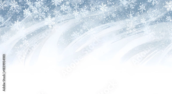 Obraz Abstract frosty background with flowing icy brushstrokes and falling snow crystals
