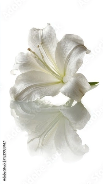 Fototapeta Two White Lily Flowers With Reflection