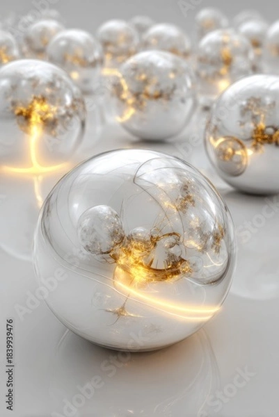 Fototapeta Abstract Glowing Metallic Spheres