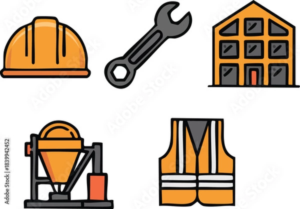 Fototapeta Simple Cartoon $DIY$ and Hand Tool Vector Icon Set