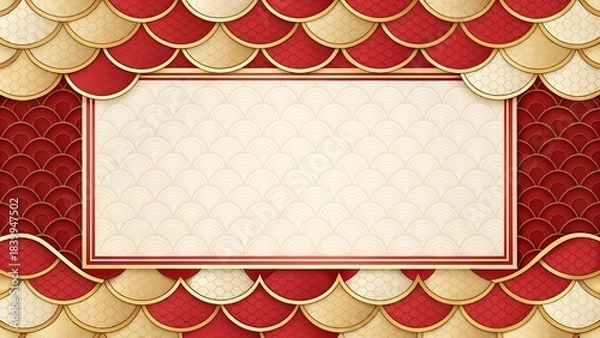 Fototapeta Minimal Dragon Scale Texture Background with Bold Empty Message Rectangle