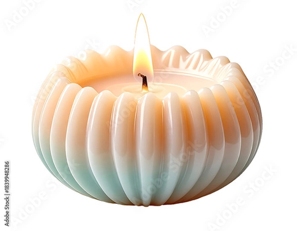 Obraz Pastel Seashell Shaped Candle with Soft Glow