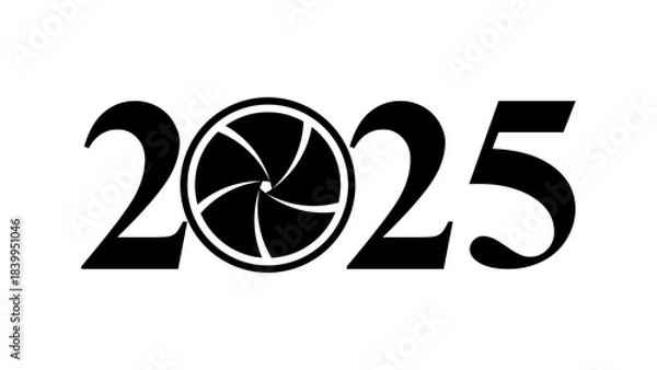 Fototapeta 2025 camera lens style icon, modern photography optics design, digital focus and aperture concept, futuristic camera eye symbol, creative technology and media illustration vector