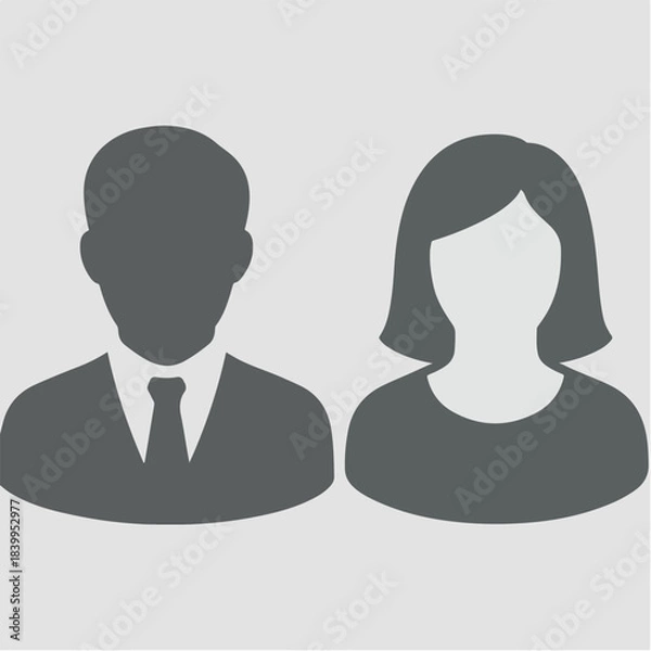 Fototapeta PrintGeneric silhouettes of a man in a suit and a woman