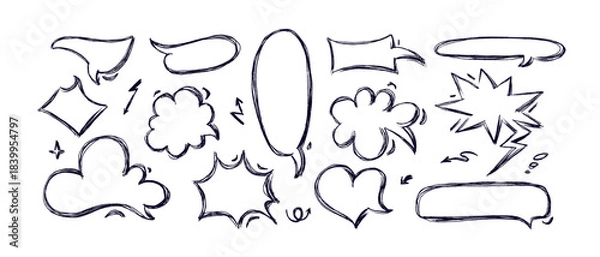 Fototapeta Art dialog. Speech bubble hand drawn set