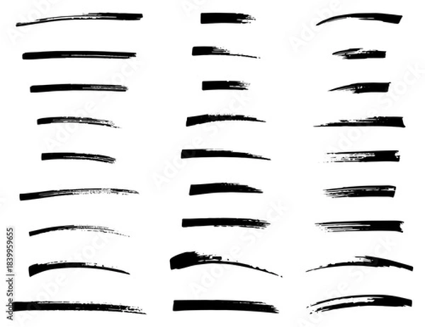 Fototapeta 手書きのブラシストローク素材のセット、かすれ、アナログ質感