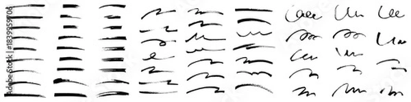 Fototapeta 手書きのブラシストローク素材のセット、かすれ、アナログ質感