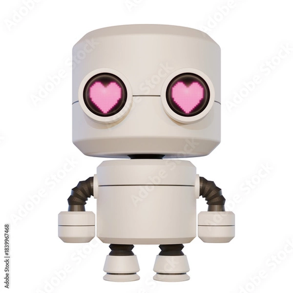 Fototapeta Valentine Cylinder Robot Front View