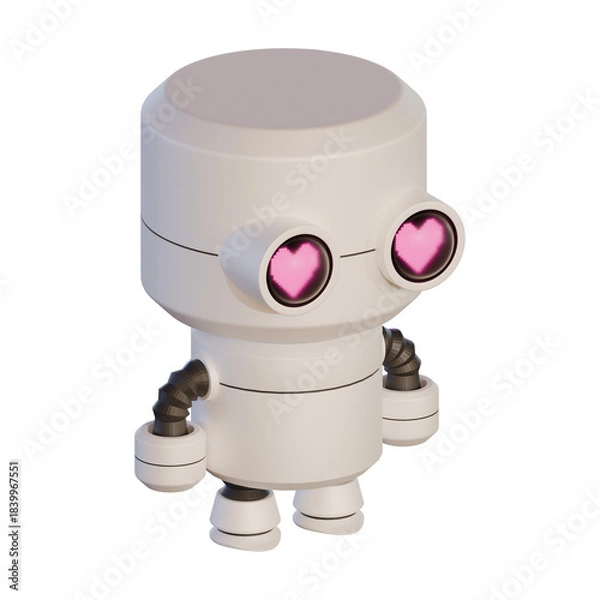 Fototapeta Valentine Cylinder Robot Top View