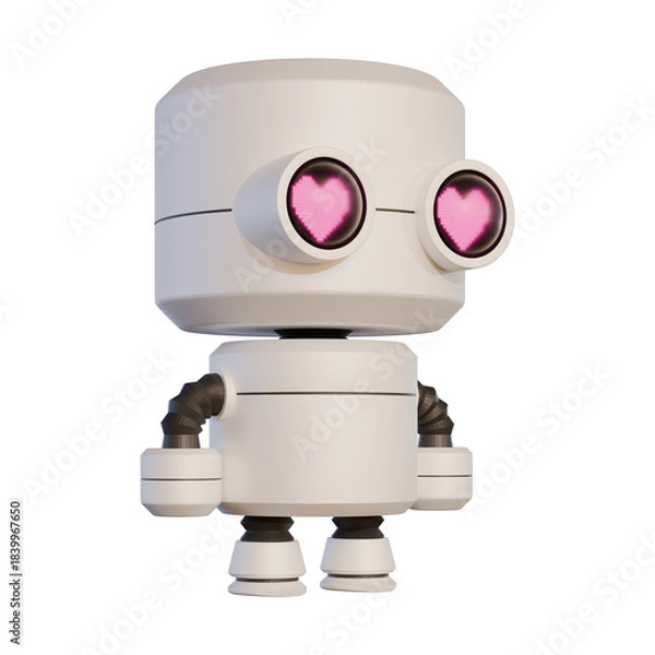 Fototapeta Valentine Cylinder Robot Side View