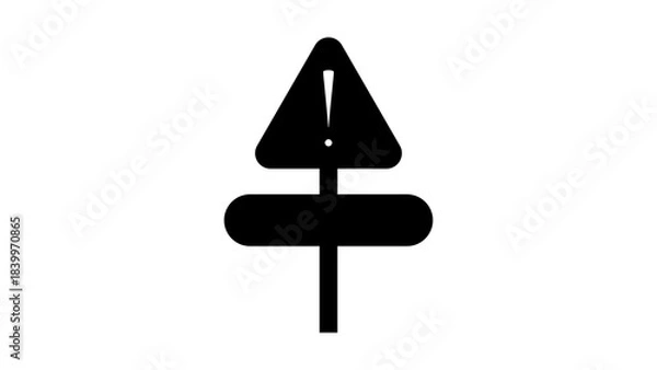 Fototapeta Minimal alert icon, warning symbol, exclamation mark in triangle, notification sign, danger alert vector illustration, attention indicator, warning UI element, emergency alert design