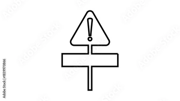 Fototapeta Minimal alert icon, warning symbol, exclamation mark in triangle, notification sign, danger alert vector illustration, attention indicator, warning UI element, emergency alert design