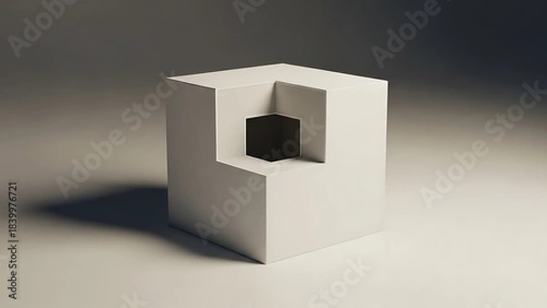 Obraz 3D rendered illustration of a blank gray cardboard box, cube, and metal container shape design