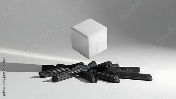 Obraz Broken glass window with shattered pieces on a modern wall