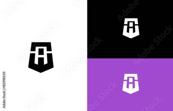 Fototapeta C-A-W Monogram Shield Logo Design Concept