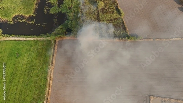 Fototapeta Climate change, Agriculture burning release carbon