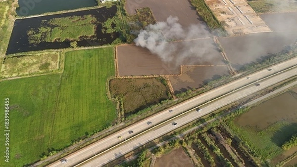 Fototapeta Climate change, Agriculture burning release carbon