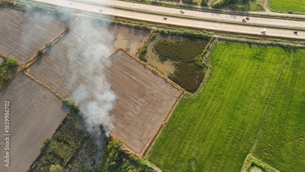 Fototapeta Climate change, Agriculture burning release carbon