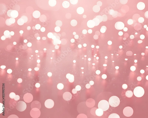 Fototapeta Soft Pink Background with Numerous Glowing White and Pink Bokeh Lights and Reflections image photo