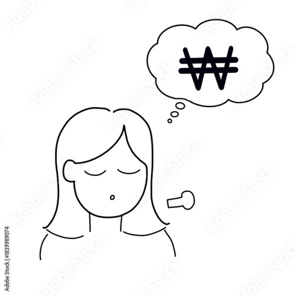 Obraz 돈 걱정하며 한숨을 쉬는 여자