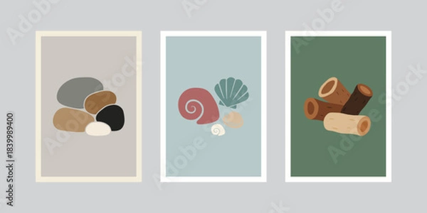 Obraz Boho Abstract Nature Elements Poster Set