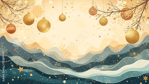 Obraz 繊細なクリスマスのイラスト壁紙