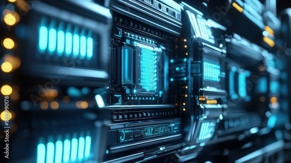 Obraz Futuristic technology machine closeup view