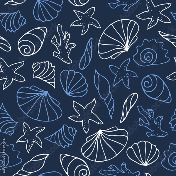 Fototapeta Dark contour seamless pattern