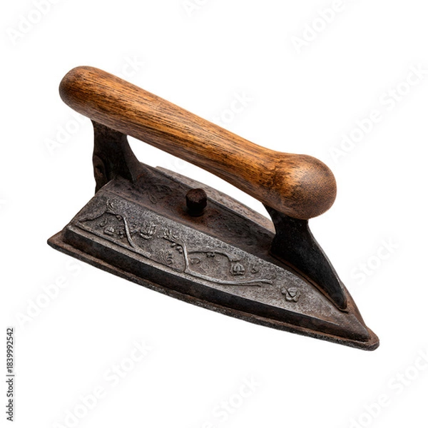 Fototapeta Vintage Cast Iron Flat Iron with Unique Triangular Design for Creatives and Collectors