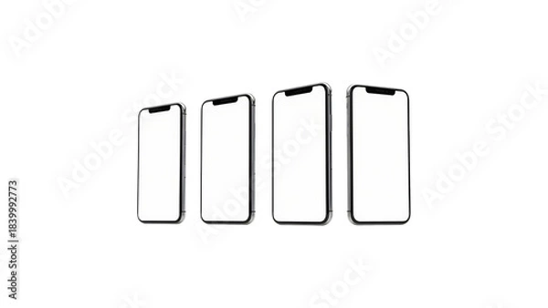 Obraz Realistic silver metallic rectangular prism set 3d render isolated on transparent background