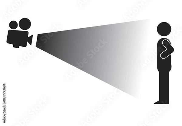 Fototapeta Isolated illustration silhouette stick figure camera angle from above for illustration photography in shooting technique.