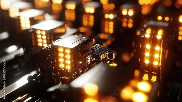 Obraz Circuit board technology close up