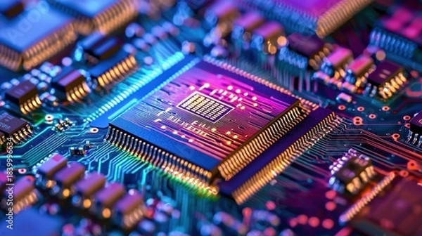 Obraz Circuit board close up digital technology