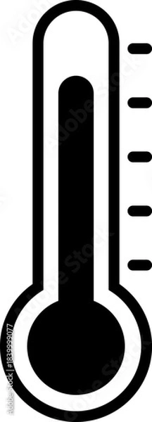 Obraz 温度計のシンプルなモノクロアイコン。気温の計測。
