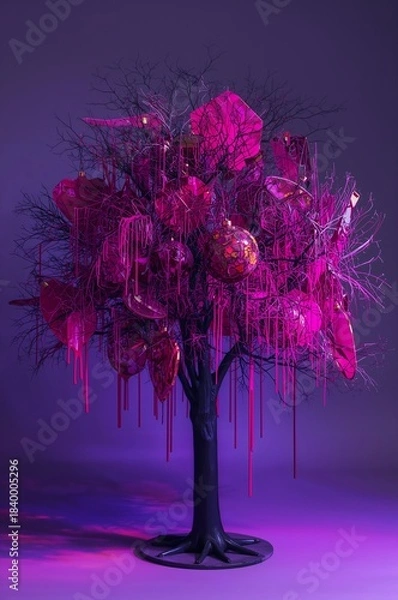 Obraz Tree with Pink Decorations