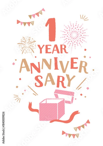 Obraz 周年記念のかわいいポスター風手描きイラスト