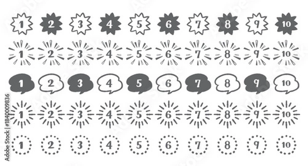 Obraz 手描きの数字のアイコンイラスト　