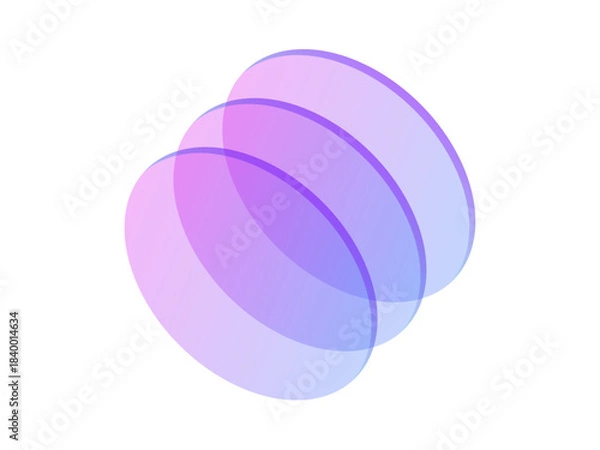 Obraz Dynamic geometric shapes, three overlapping rotating ellipses in soft purple and pink gradients, abstract elements in a cute 3d style. Perfect for modern designs, each oval object unique angle.