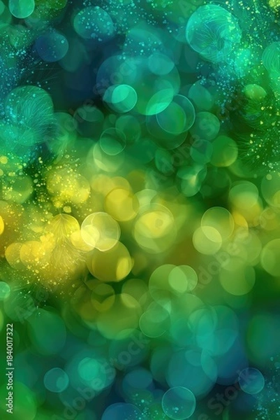 Fototapeta Abstract Bokeh Background With Green And Yellow Lights