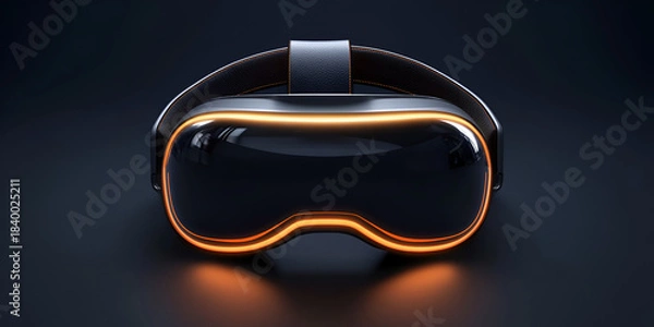 Fototapeta Elegant VR Headset with Leather Padding and Glowing Triangular Accent