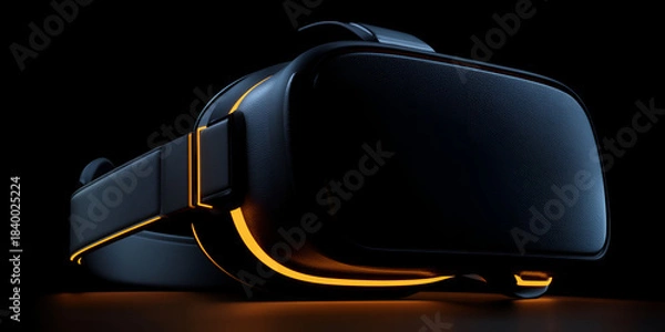 Fototapeta Elegant VR Headset with Leather Padding and Glowing Triangular Accent