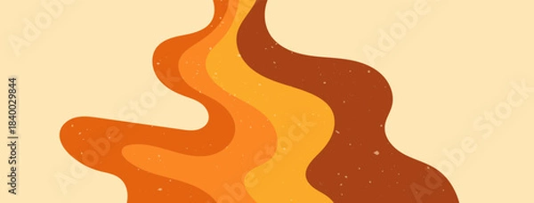 Fototapeta Groovy warm color lines with texture.