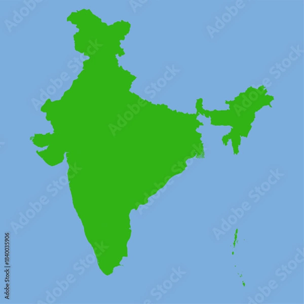 Fototapeta India Map - Green World Map International vector template with High detailed isolated on blue background - Vector