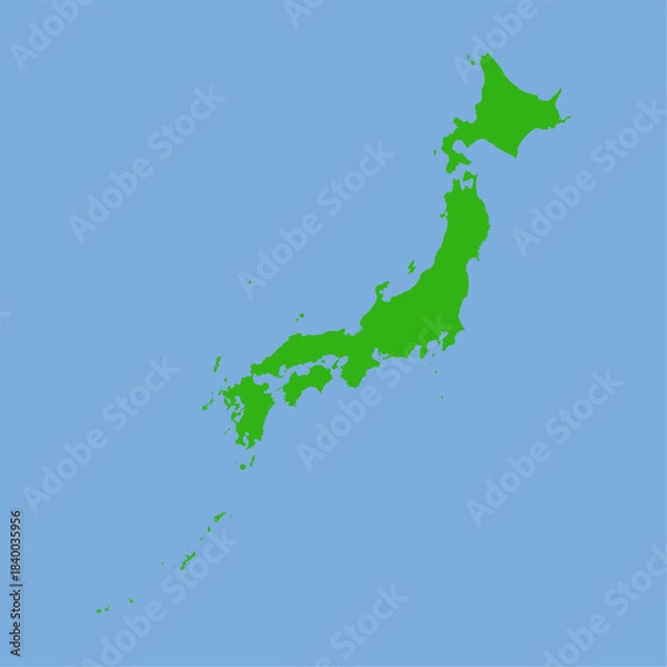 Fototapeta Japan Map - Green World Map International vector template with High detailed isolated on blue background - Vector
