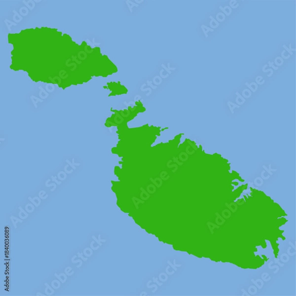 Fototapeta Malta Map - Green World Map International vector template with High detailed isolated on blue background - Vector