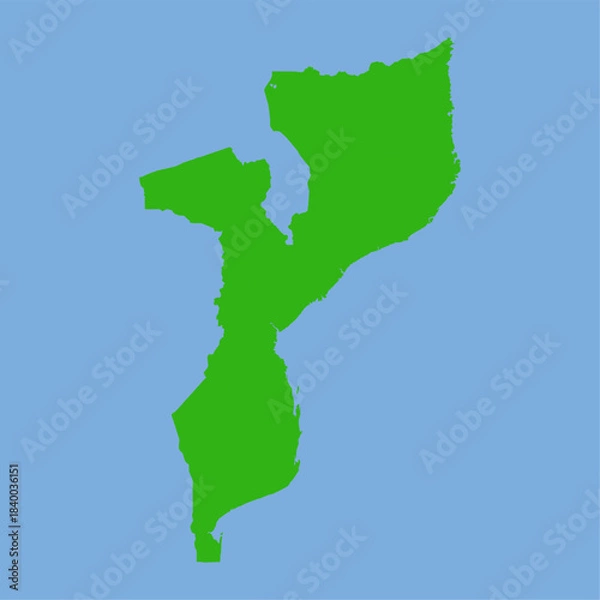 Fototapeta Mozambique Map - Green World Map International vector template with High detailed isolated on blue background - Vector